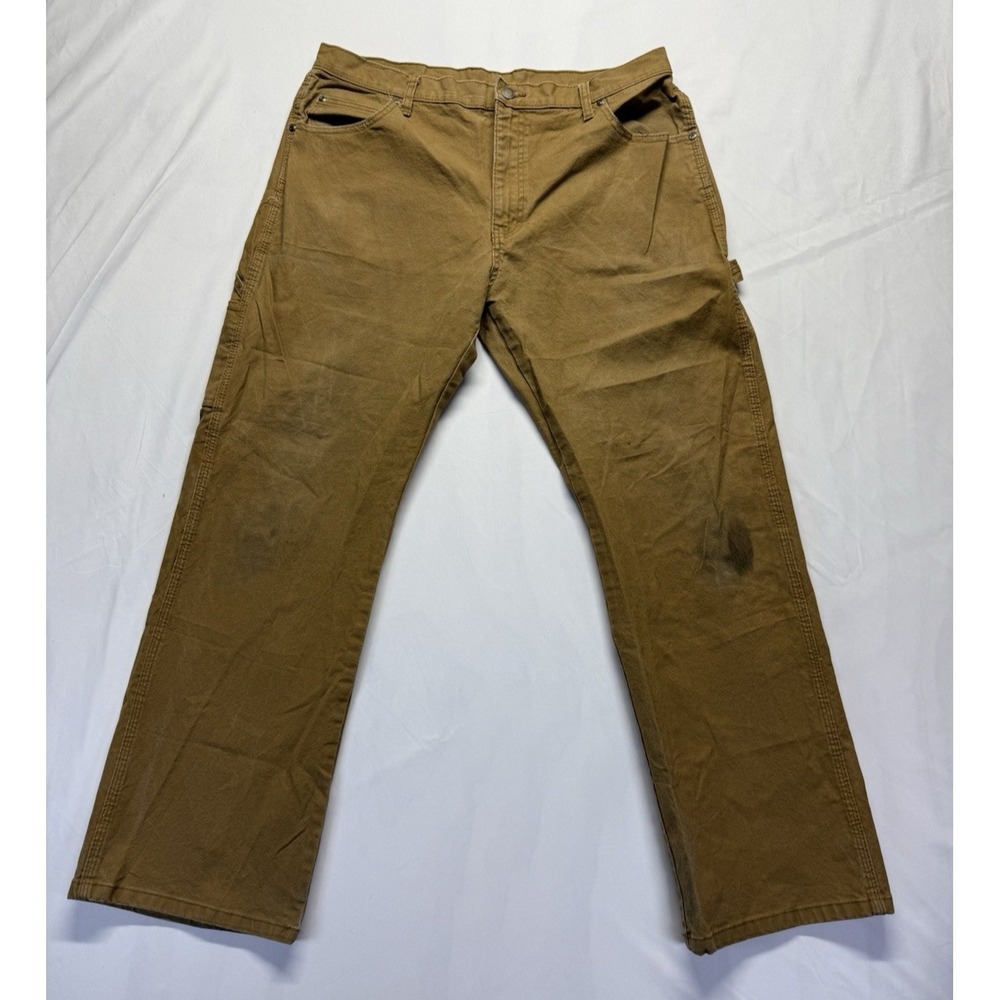 Dickies Pants Mens 36x30 Brown Canvas Carpenter‎ Relaxed Hammer Loop Workwear